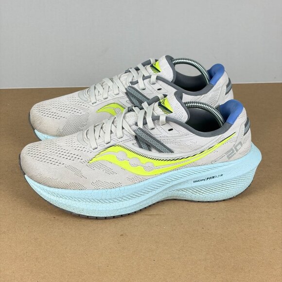 Saucony Triumph 20 Athletic Running Shoes Womens 8.5 Gray Blue Yellow Low Top - Picture 10 of 10